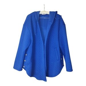 Plus Size Blue Hooded Outerwear Spring Jacket 1X